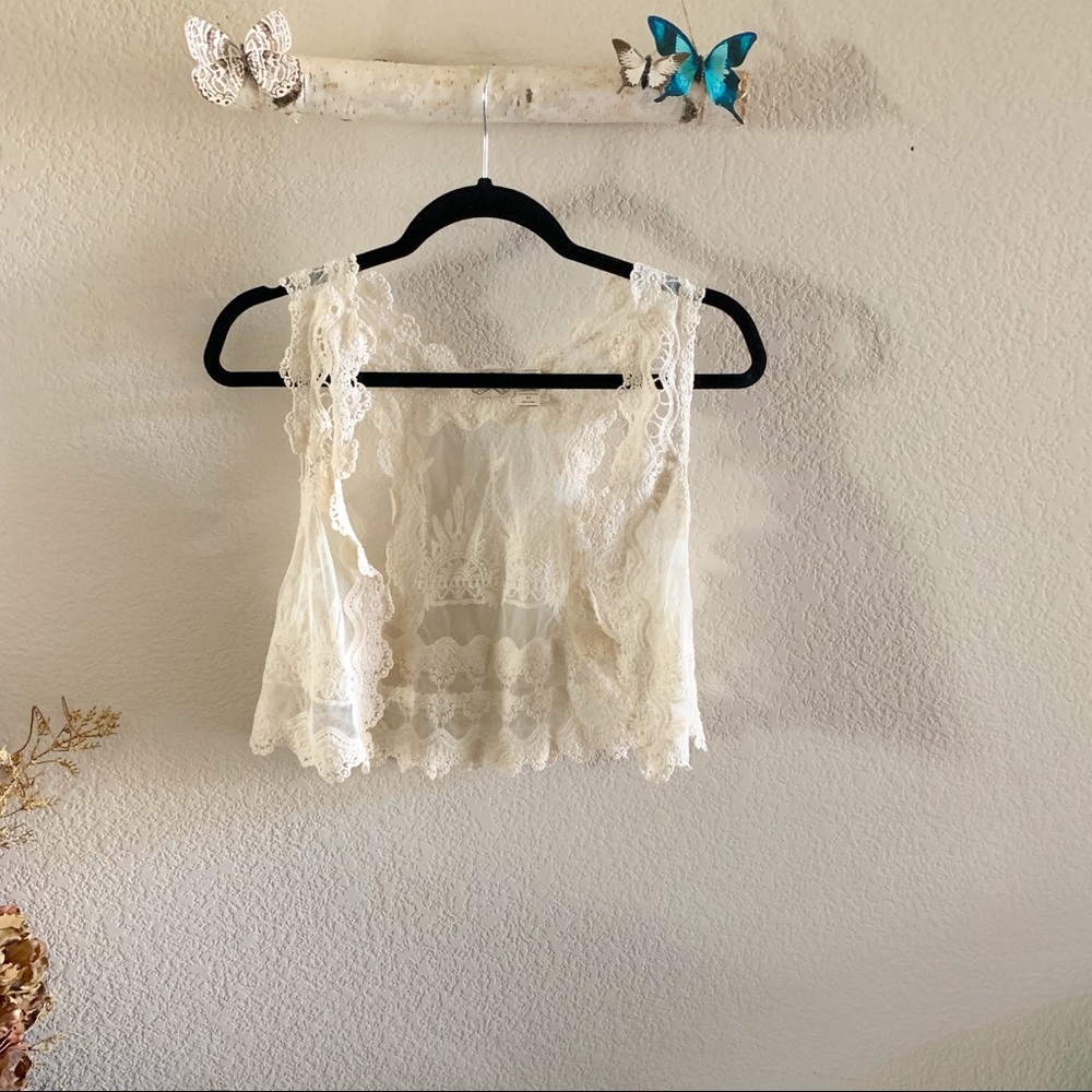 Boho White Lace Vest Eyelash Couture